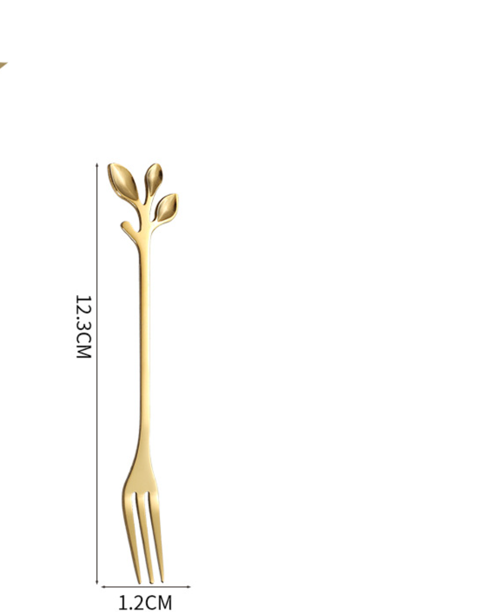 Leaf Handle Dessert Cutlery Set Spoon And Fork