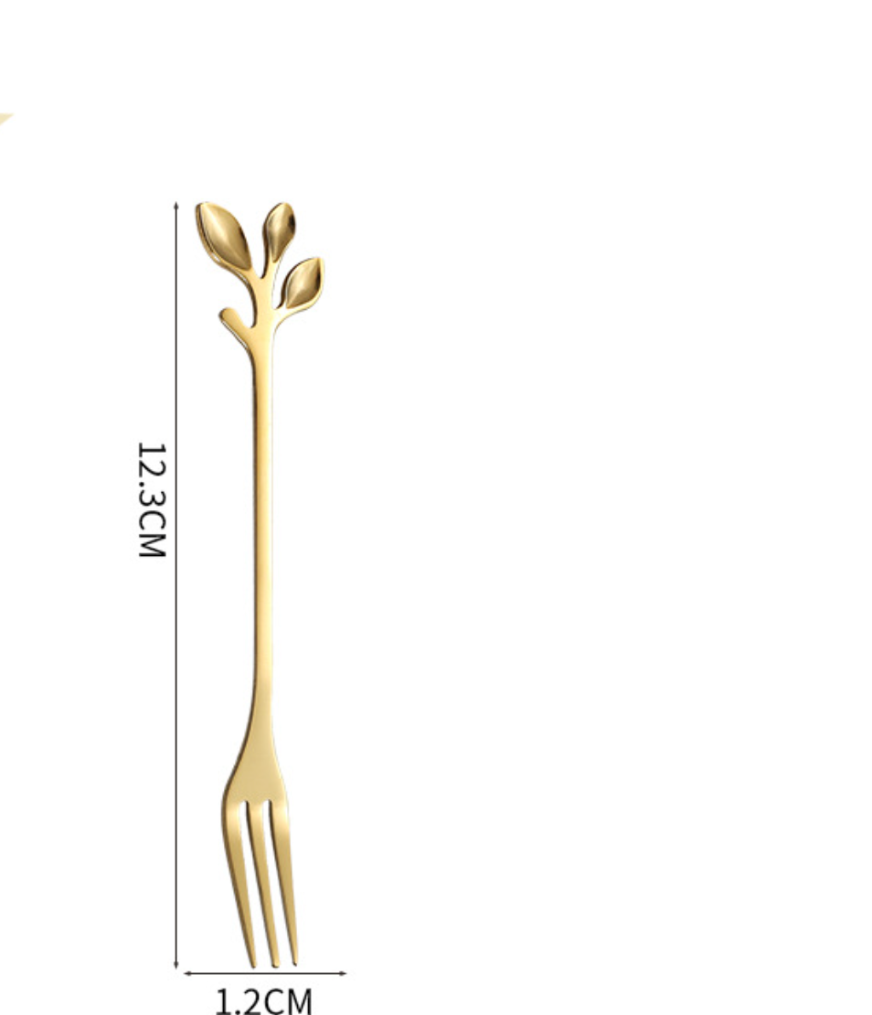 Leaf Handle Dessert Cutlery Set Spoon And Fork