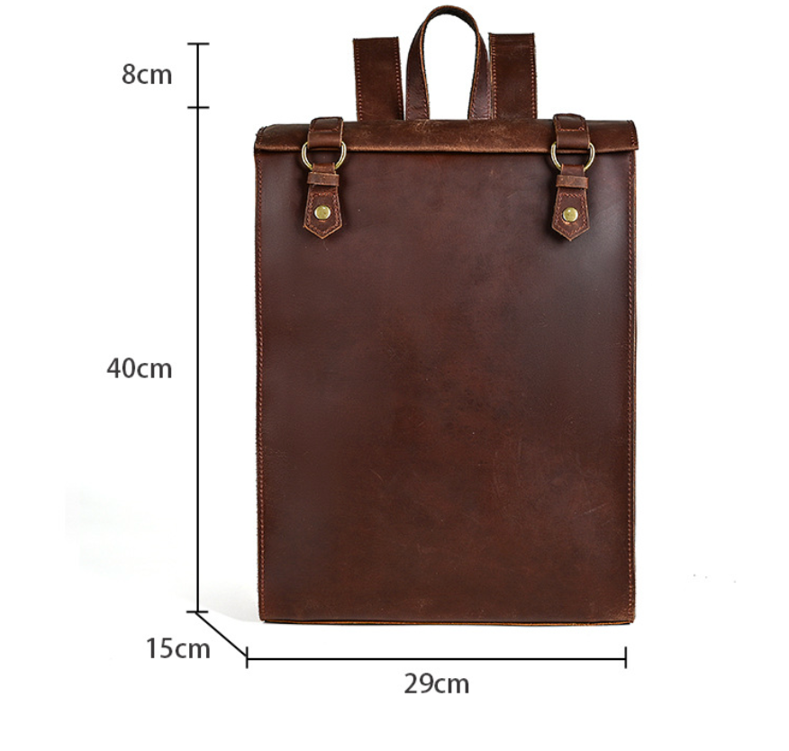 Vintage Crazy Horse Leather Backpack Men Women