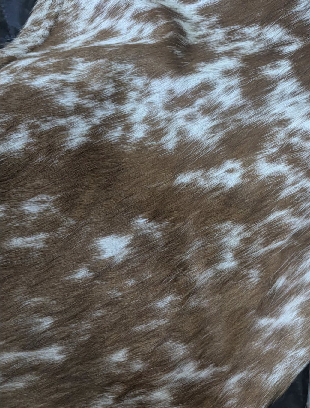 cowhide leather shorts brown white