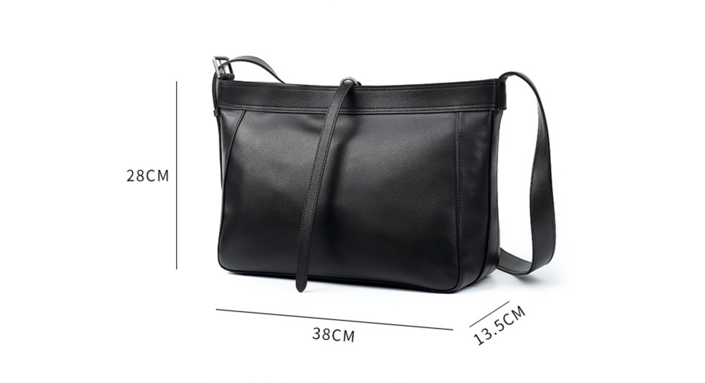Genuine Leather Crossbody Messenger Bag for Men