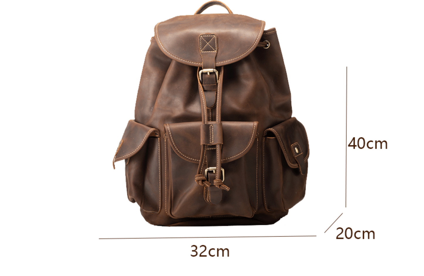 brown real leather backpack men