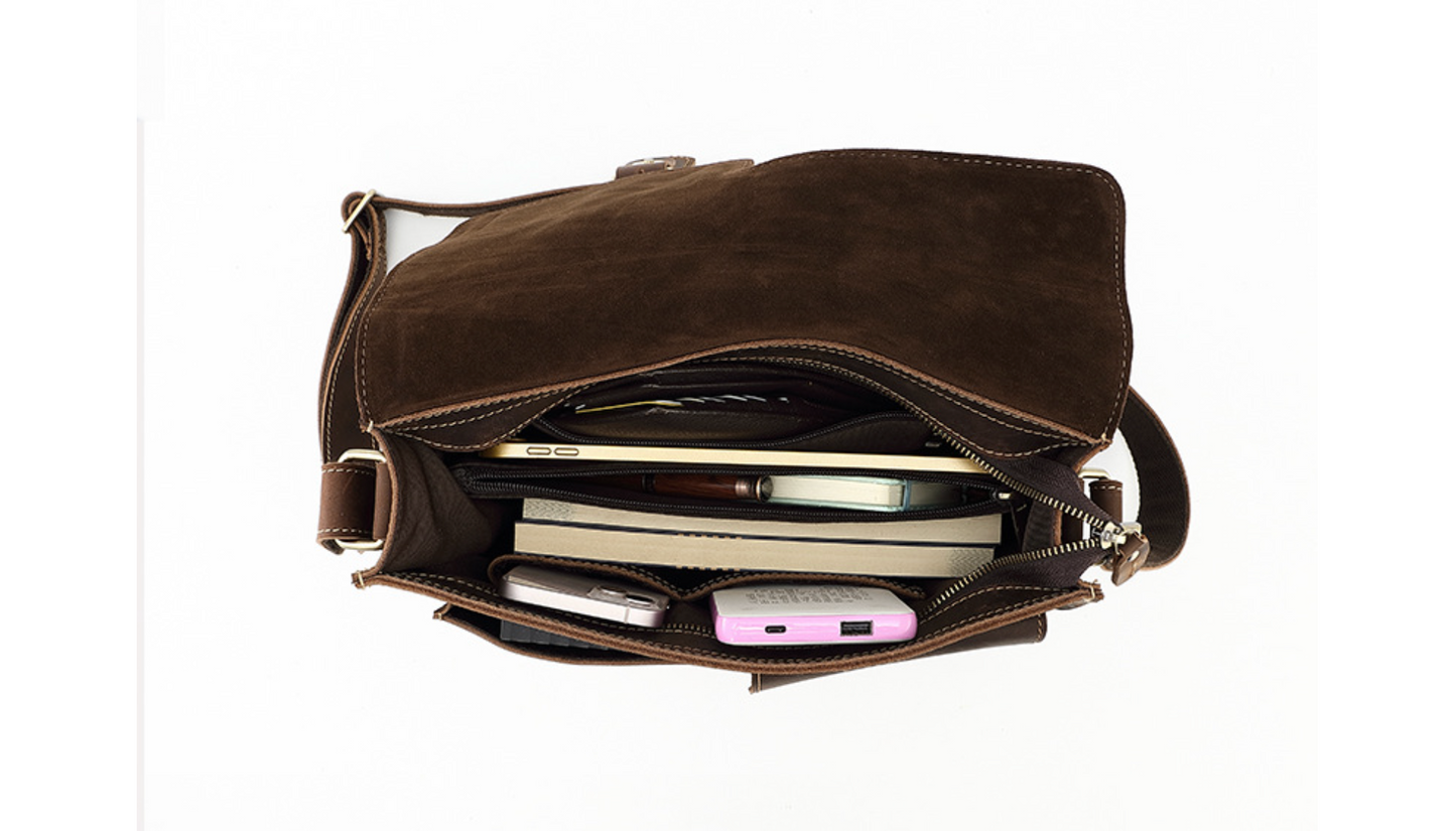 Real Leather Laptop Messenger Bag