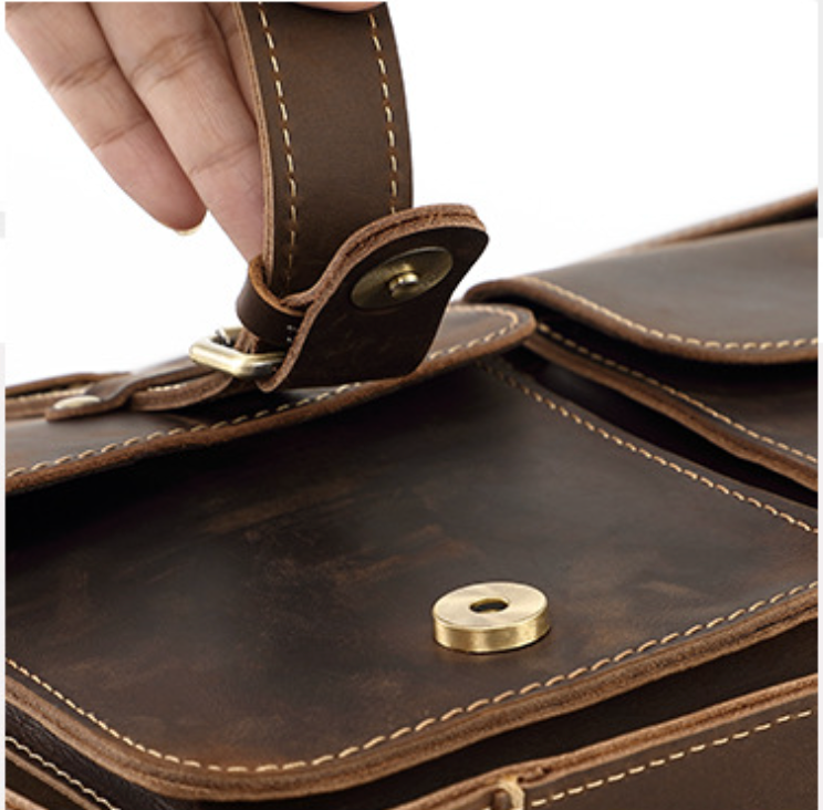 Real Leather Laptop Messenger Bag