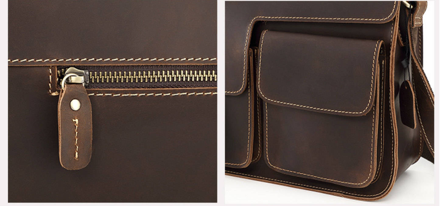 Real Leather Laptop Messenger Bag