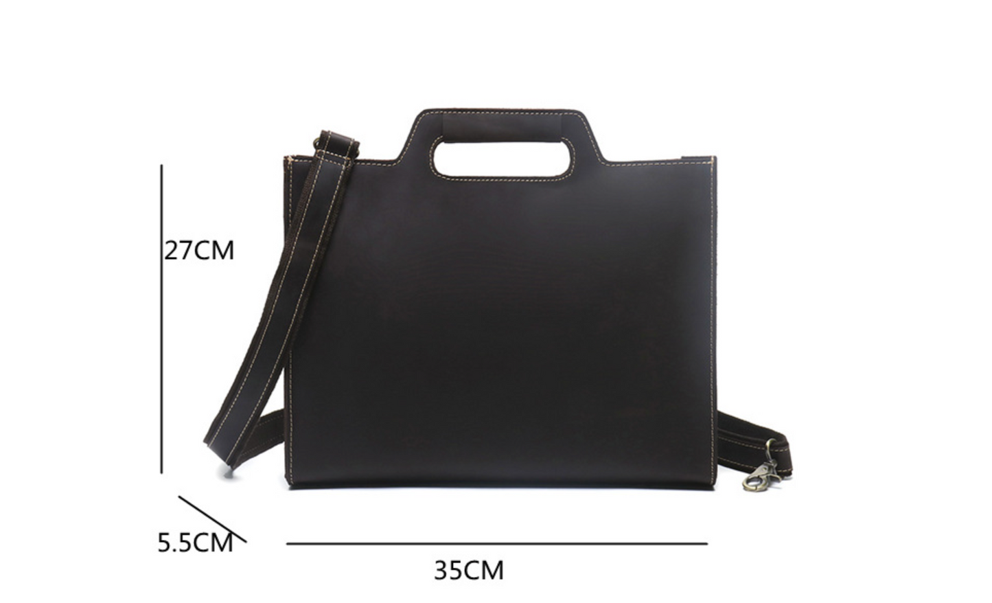 Dark Brown Leather Briefcase Bag