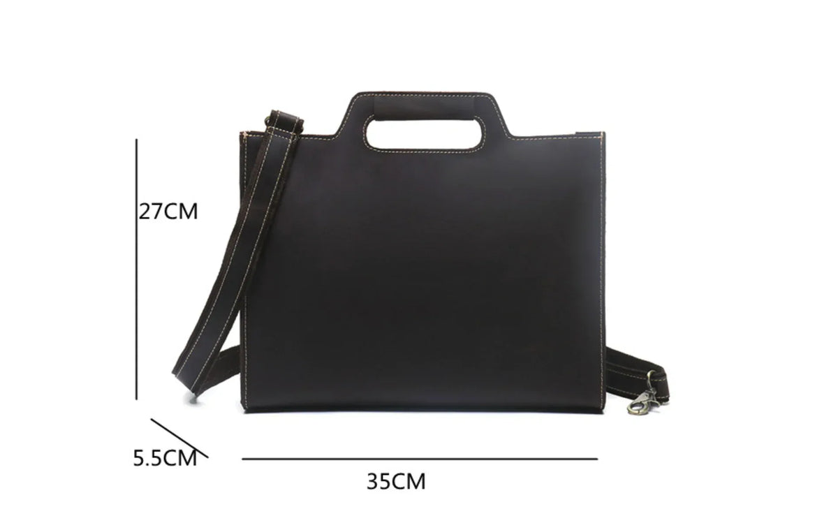 Dark Brown Leather Briefcase Bag