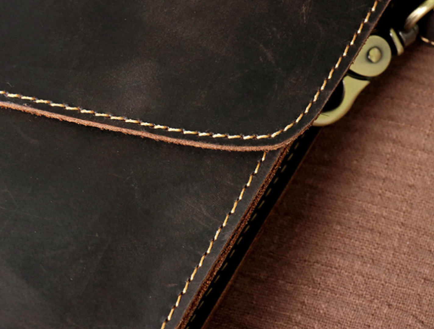 Dark Brown Leather Shoulder Messenger Bag