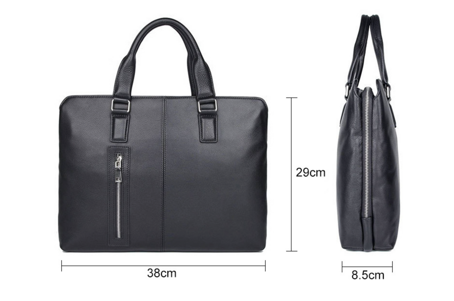 Men’s Black Leather Laptop Briefcase Bag