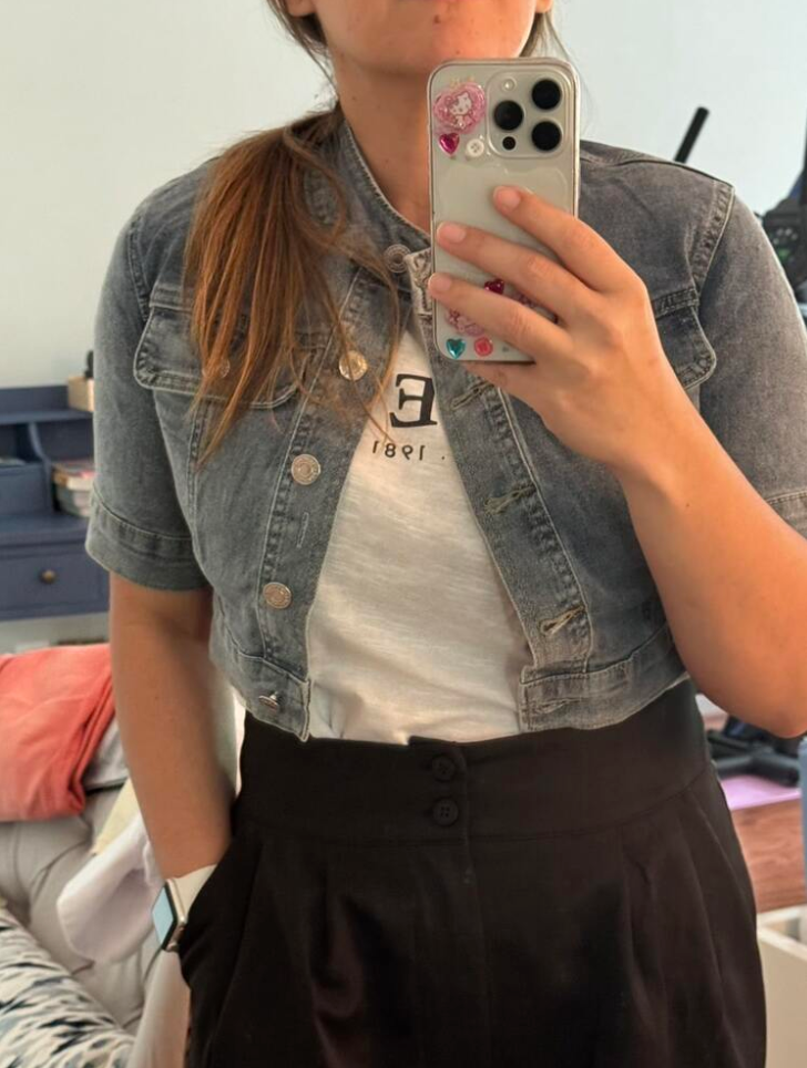 Stand Collar Cropped Denim Jacket
