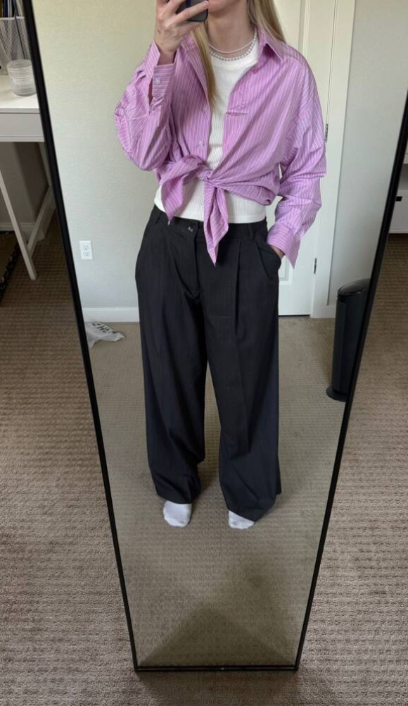 Loose Fit Drop Shoulder Long Sleeve Blouse