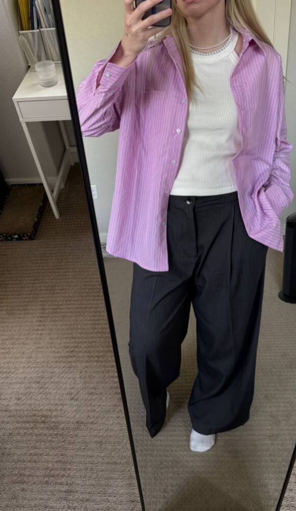 Loose Fit Drop Shoulder Long Sleeve Blouse