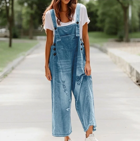 Women's Loose Fit Denim Overall Dress