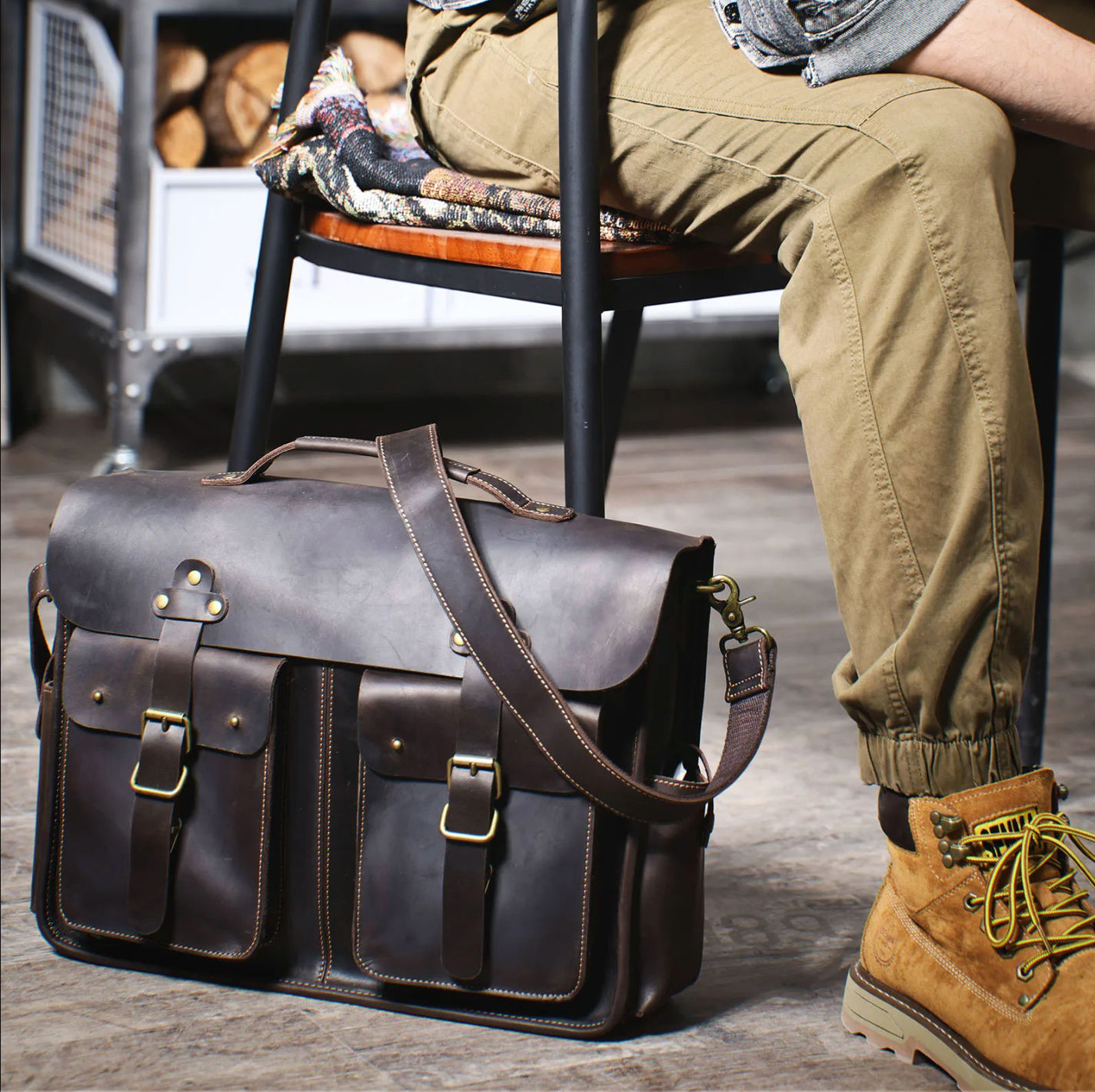 Genuine Leather Men's Briefcase 16" Laptop Bags