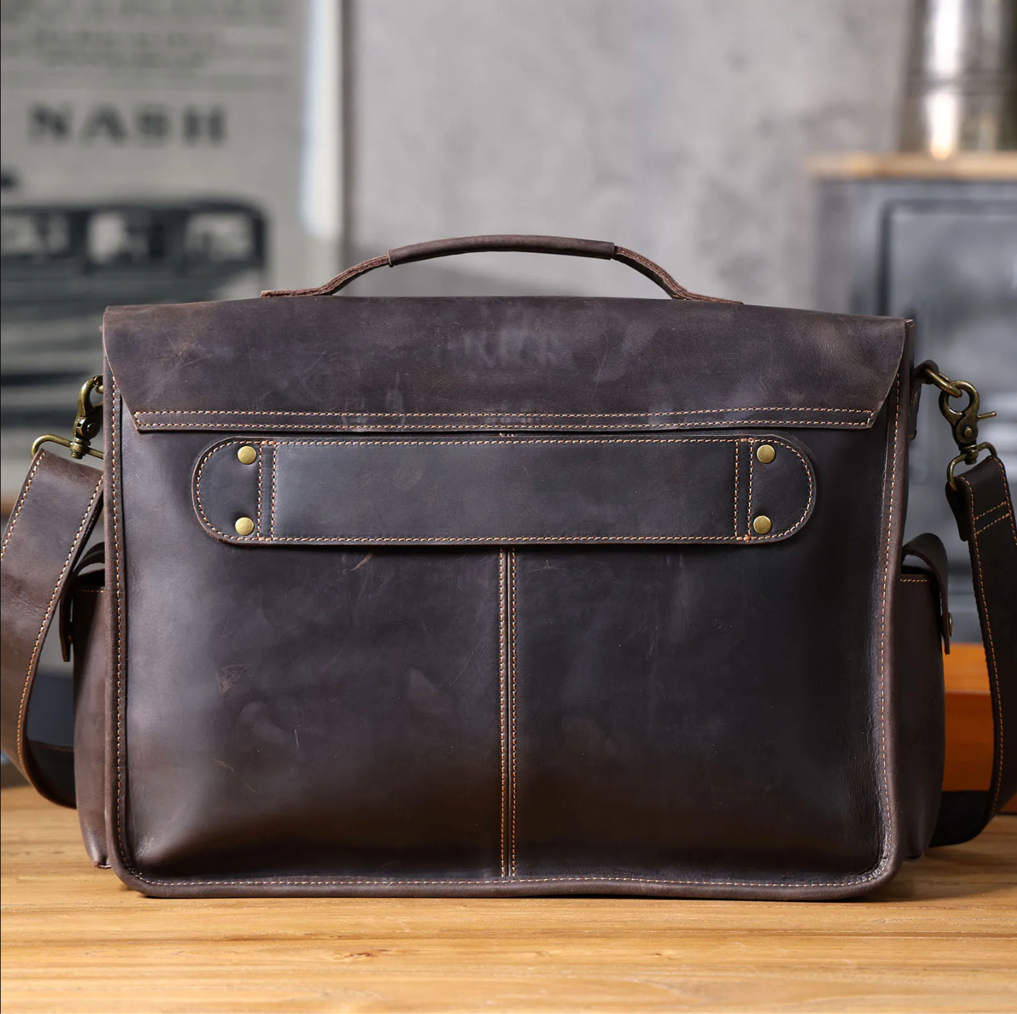 Genuine Leather Men's Briefcase 16" Laptop Bags