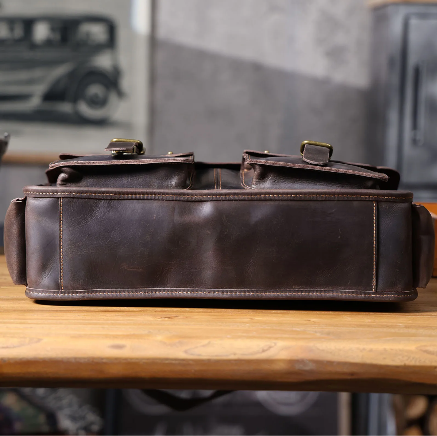 Genuine Leather Men's Briefcase 16" Laptop Bags