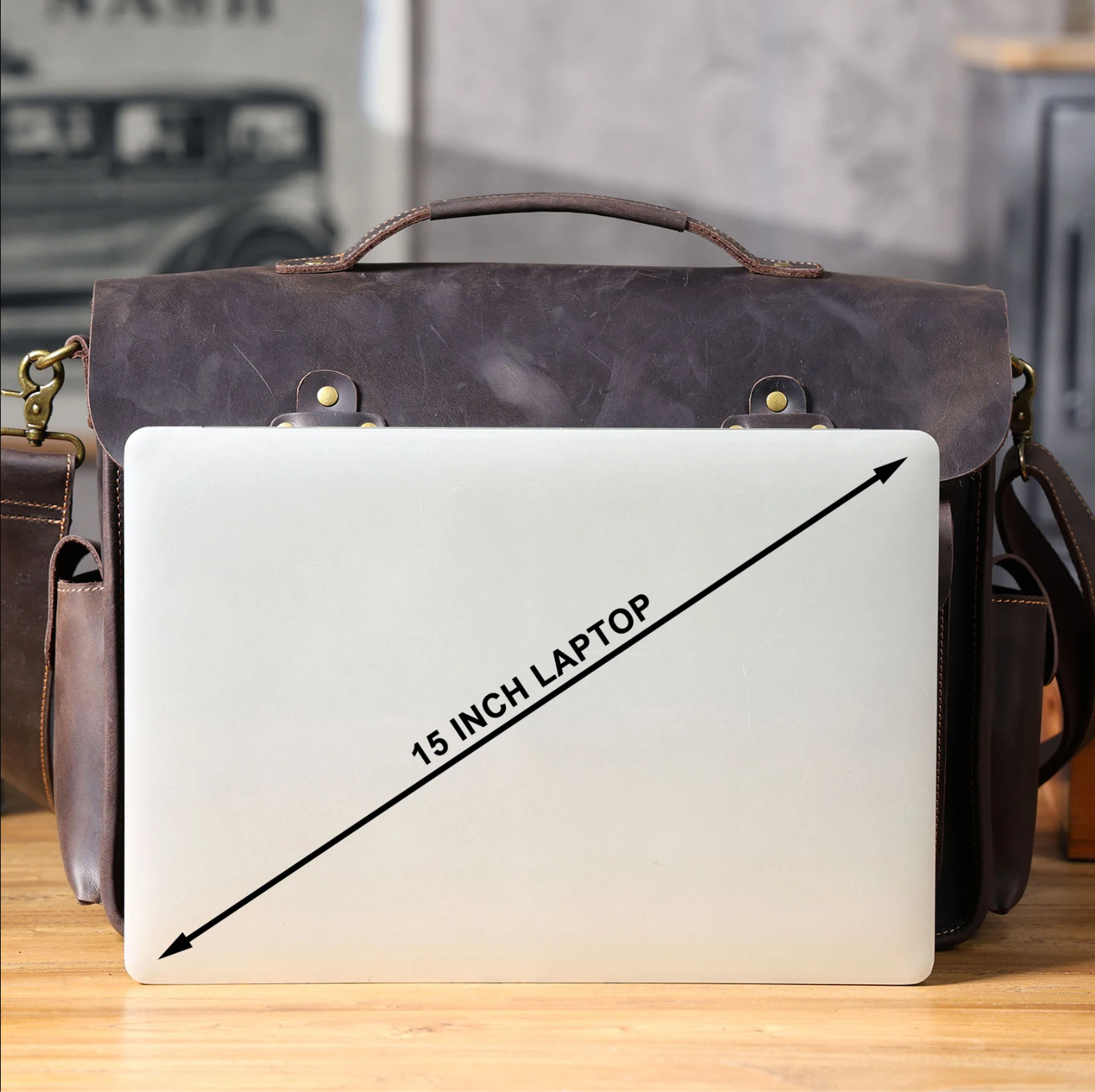 Genuine Leather Men's Briefcase 16" Laptop Bags