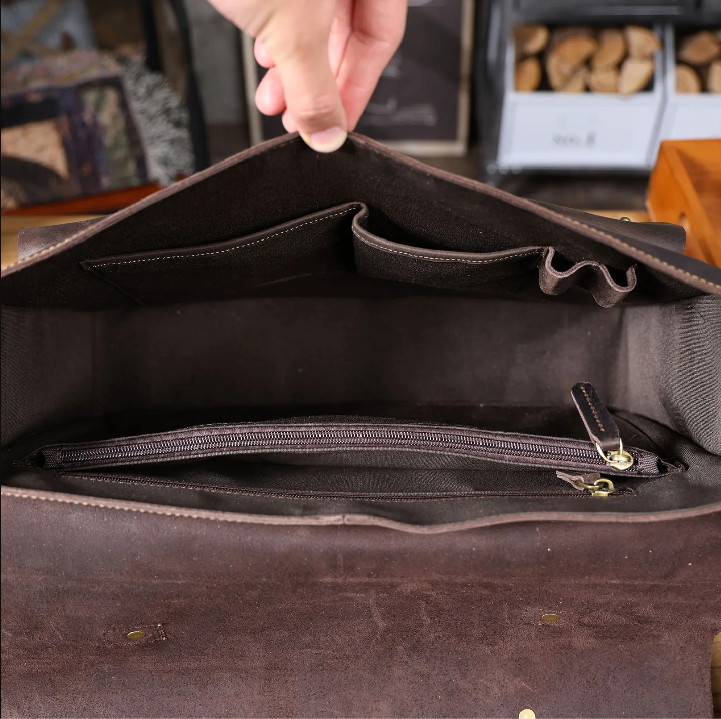 Genuine Leather Men's Briefcase 16" Laptop Bags