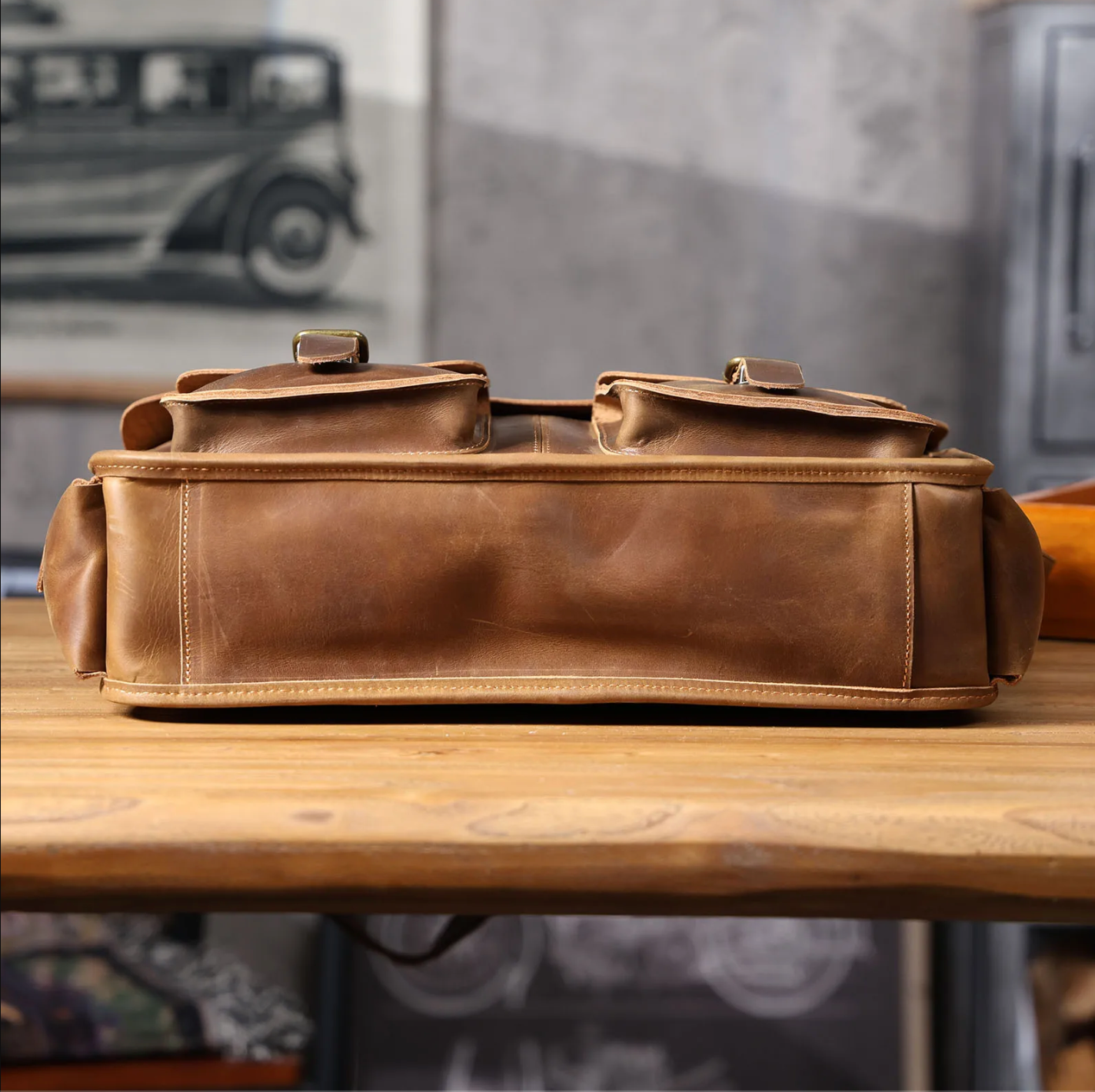 Genuine Leather Men's Briefcase 16" Laptop Bags