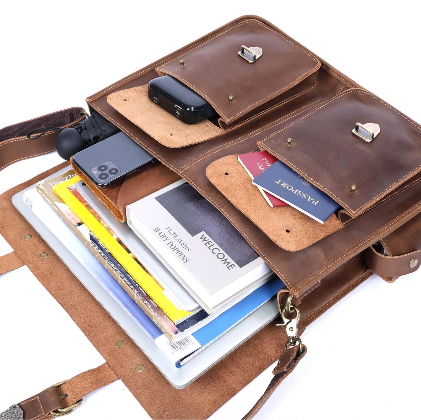 Genuine Leather Men's Briefcase 16" Laptop Bags