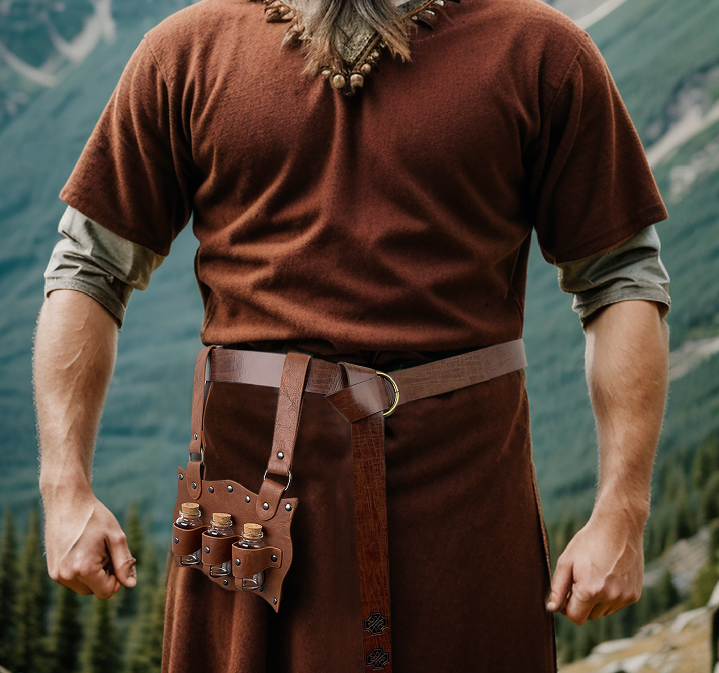Viking Leather Potion Holder Medieval Belt Pouch.