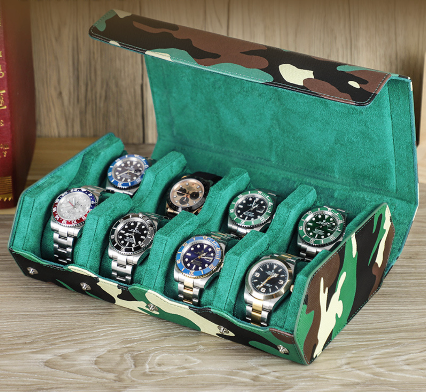 8 Slot Top Layer Cowhide Travel Watch Display Case