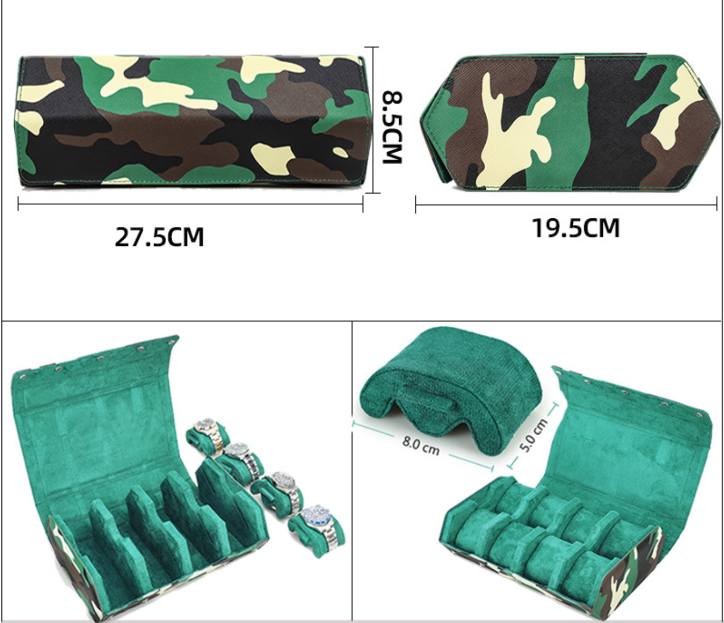 8 Slot Top Layer Cowhide Travel Watch Display Case