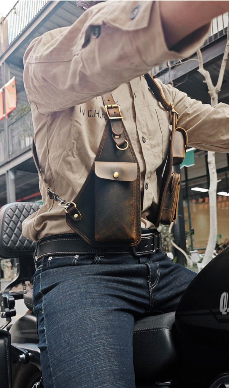 Men's Leather Shoulder Holster Bag Dual Chest Utility Design