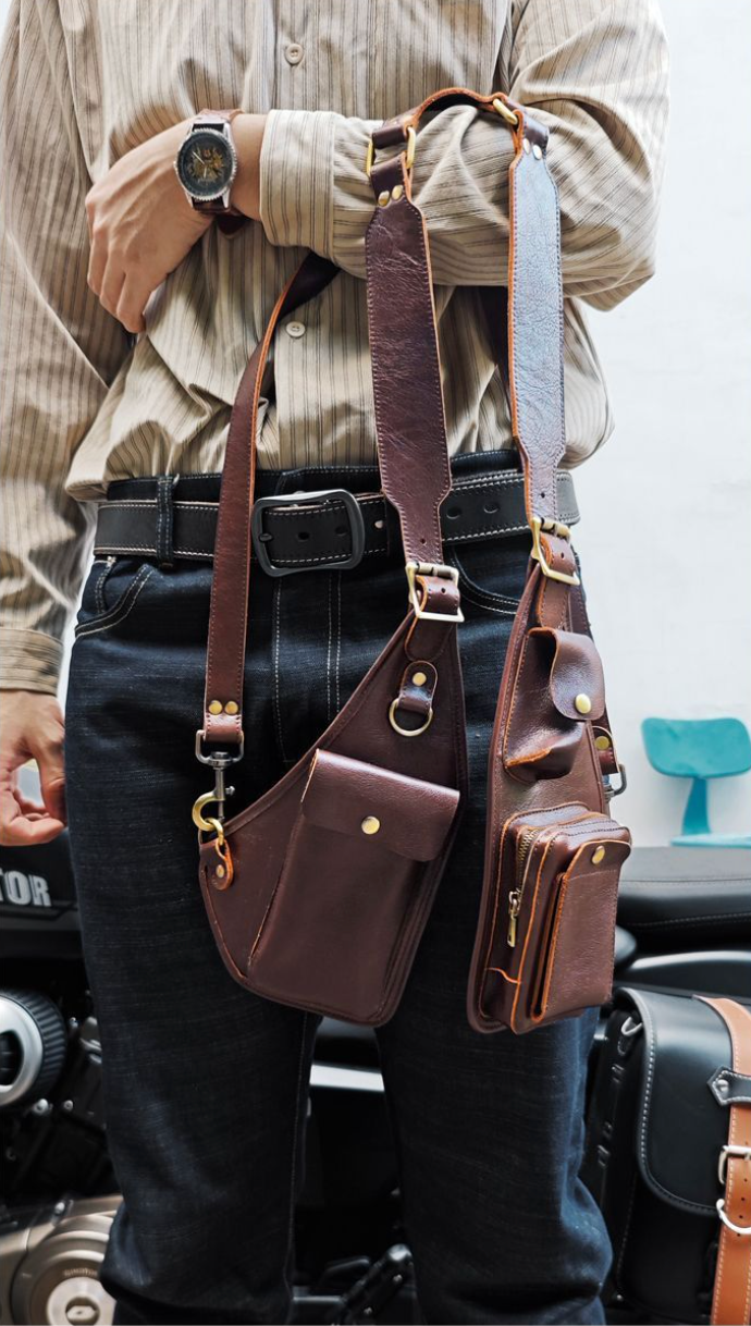 Men's Leather Shoulder Holster Bag Dual Chest Utility Design