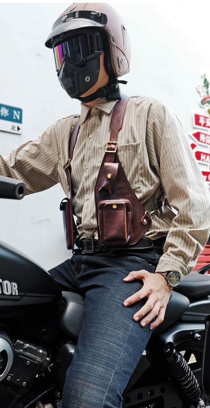 Men's Leather Shoulder Holster Bag Dual Chest Utility Design
