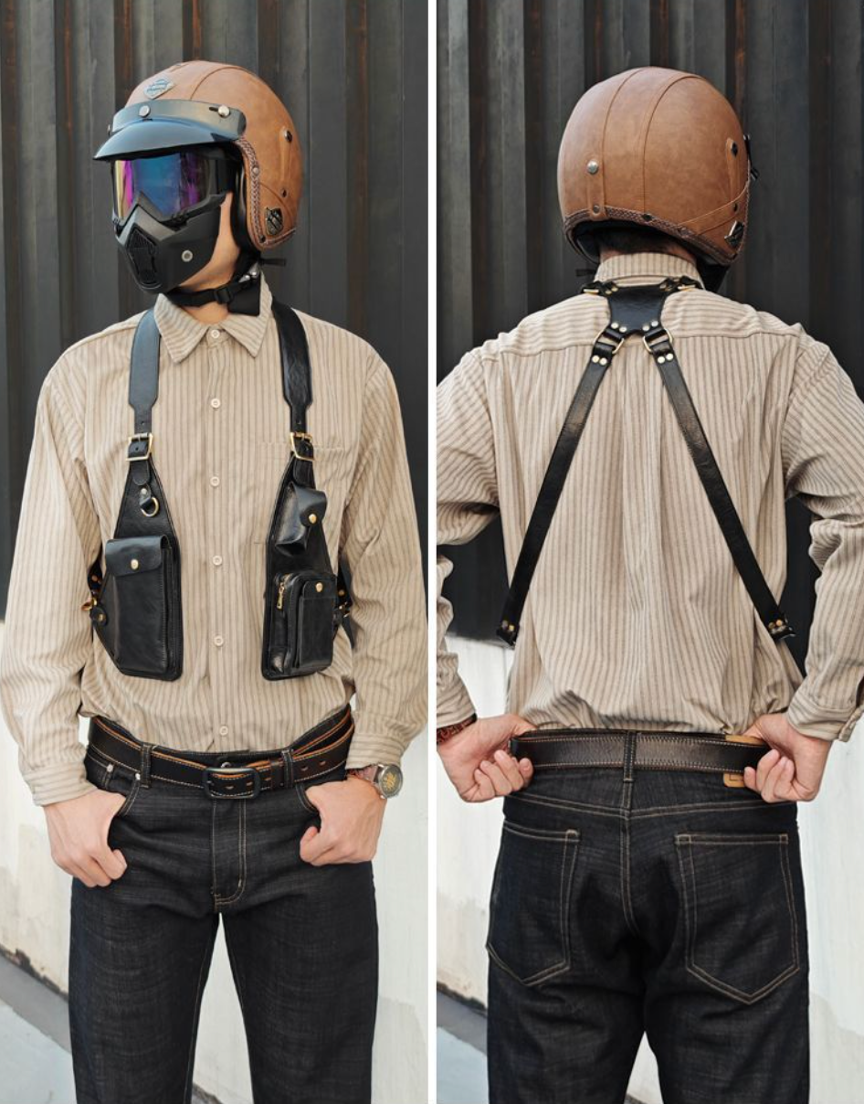 Men's Leather Shoulder Holster Bag Dual Chest Utility Design
