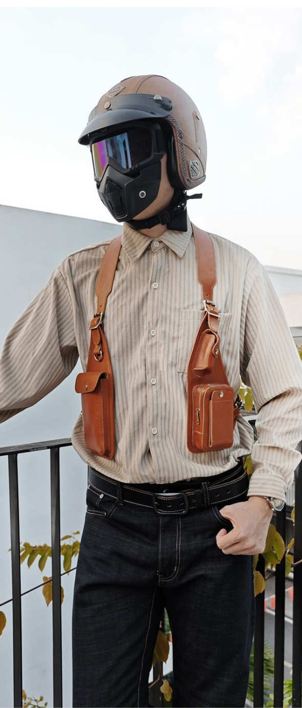 Men's Leather Shoulder Holster Bag Dual Chest Utility Design