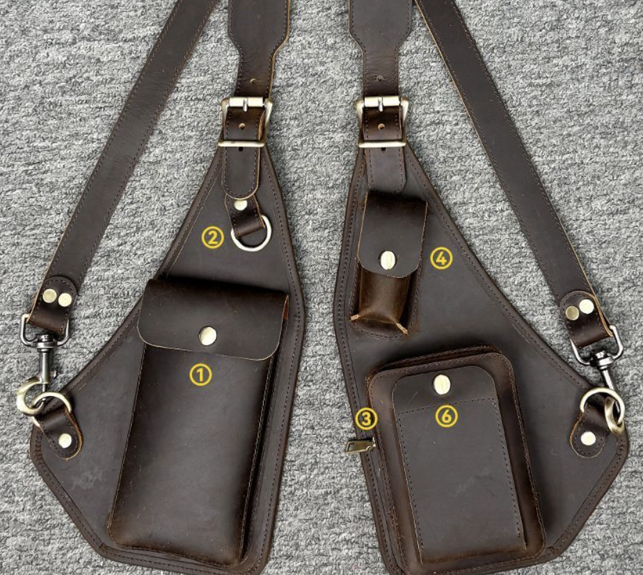 Men's Leather Shoulder Holster Bag Dual Chest Utility Design