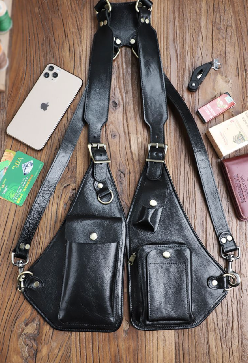 Men's Leather Shoulder Holster Bag Dual Chest Utility Design