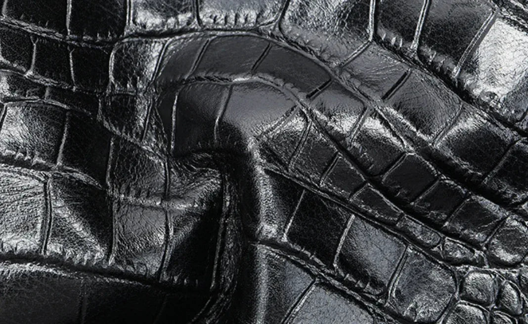 Large Capacity Black Leather Handbags Crocodile Pattern