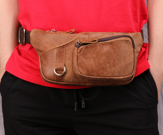 Genuine Leather Waist Bag for Men Crossbody Fanny Pack