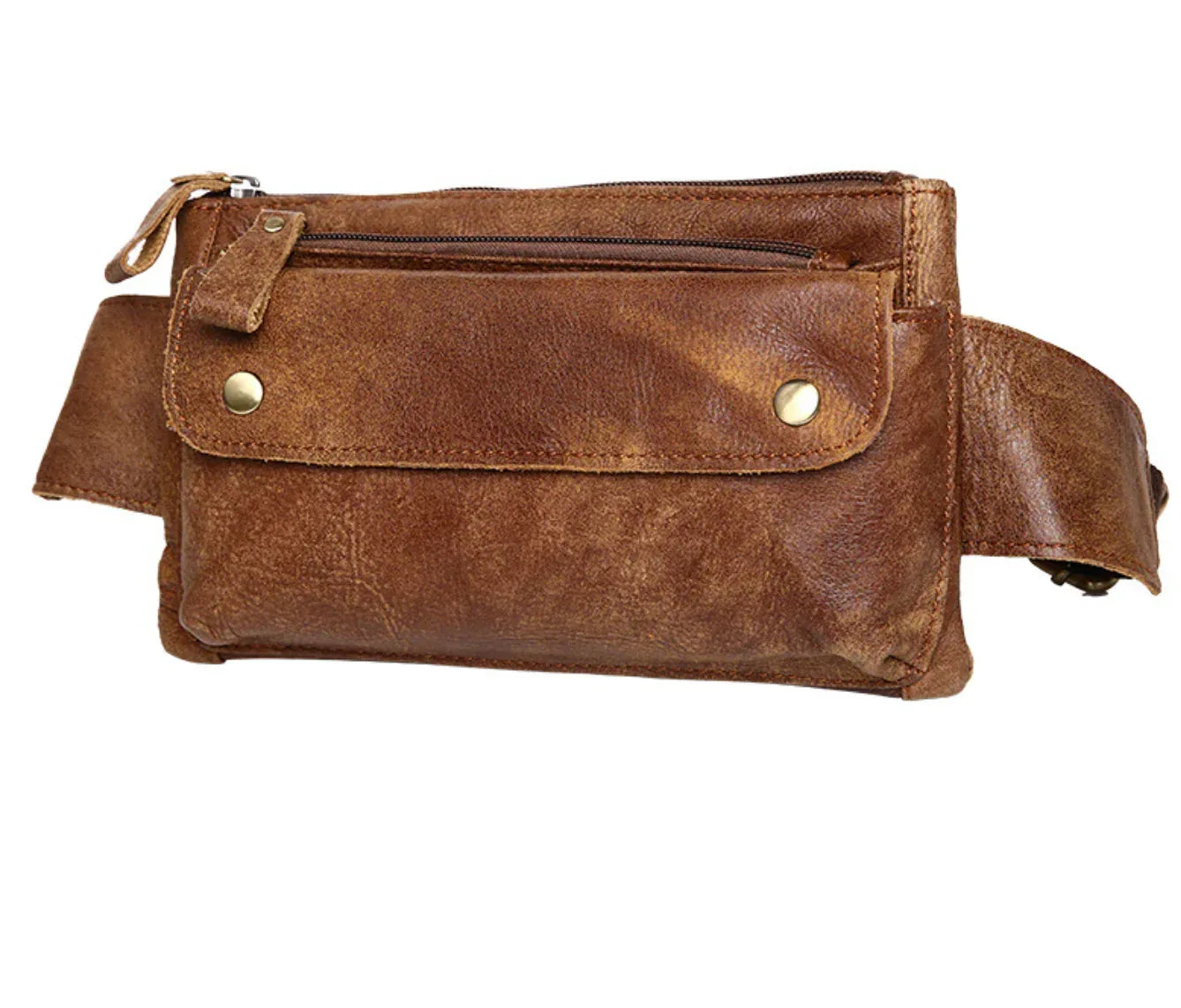 Brown Leather Bum Bag with Belt Strap