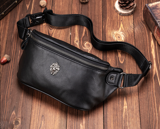 Genuine Leather Waist Bum Bag for Men