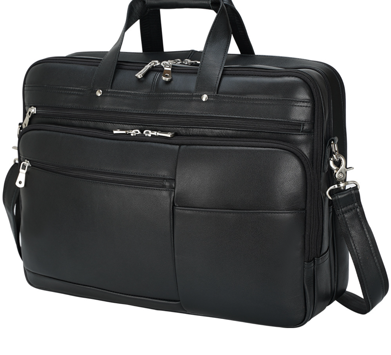 men's genuine leather laptop office bag with trolley sleeve