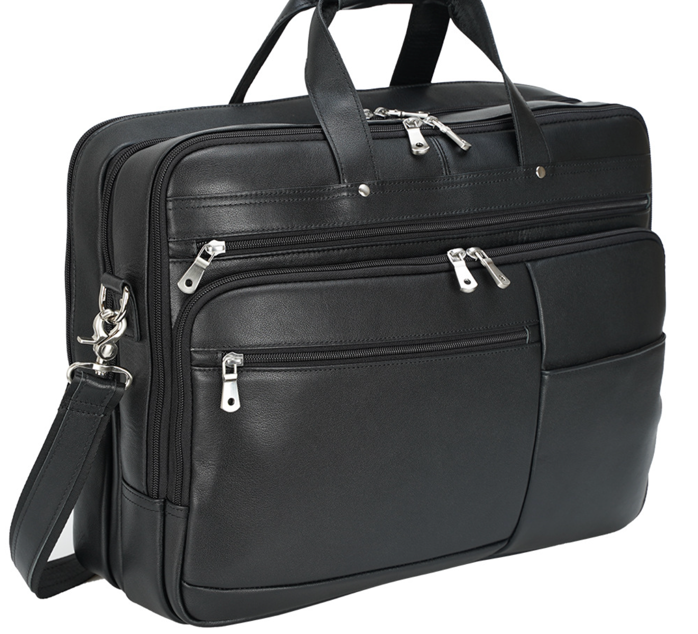 men's genuine leather laptop office bag with trolley sleeve