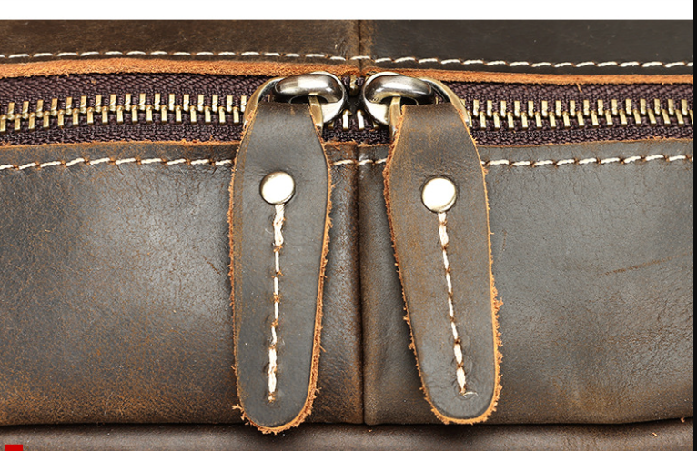 Genuine Leather Office Bag with Trolley Strap