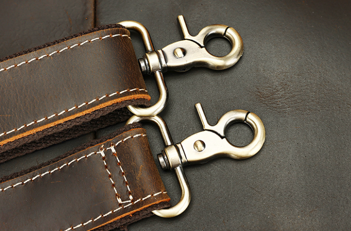 Genuine Leather Office Bag with Trolley Strap