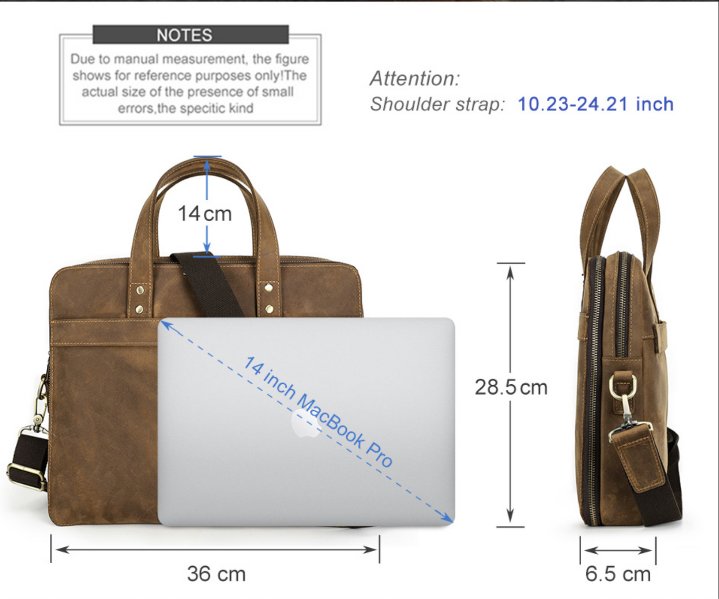 Men Leather Office Briefcase with Trolley Sleeve