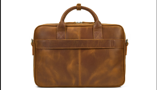 Men's Genuine Leather Travel Office Bag with Trolley Strap