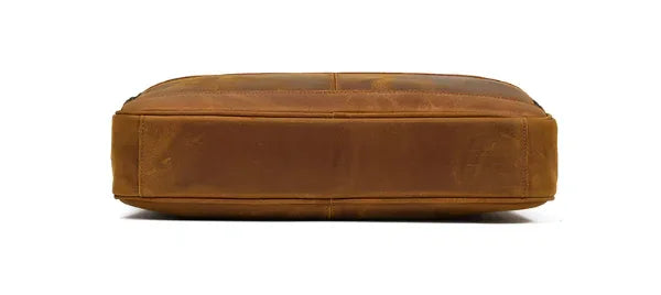 Men's Genuine Leather Travel Office Bag with Trolley Strap
