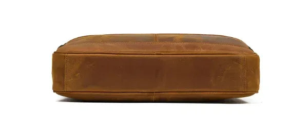 Men's Genuine Leather Travel Office Bag with Trolley Strap