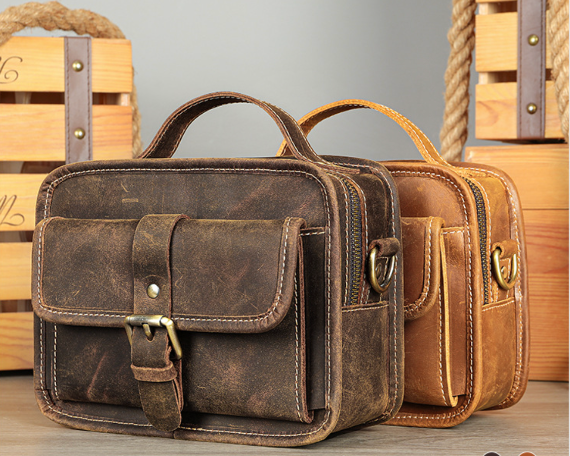Men’s Genuine Leather Chest Crossbody Bag