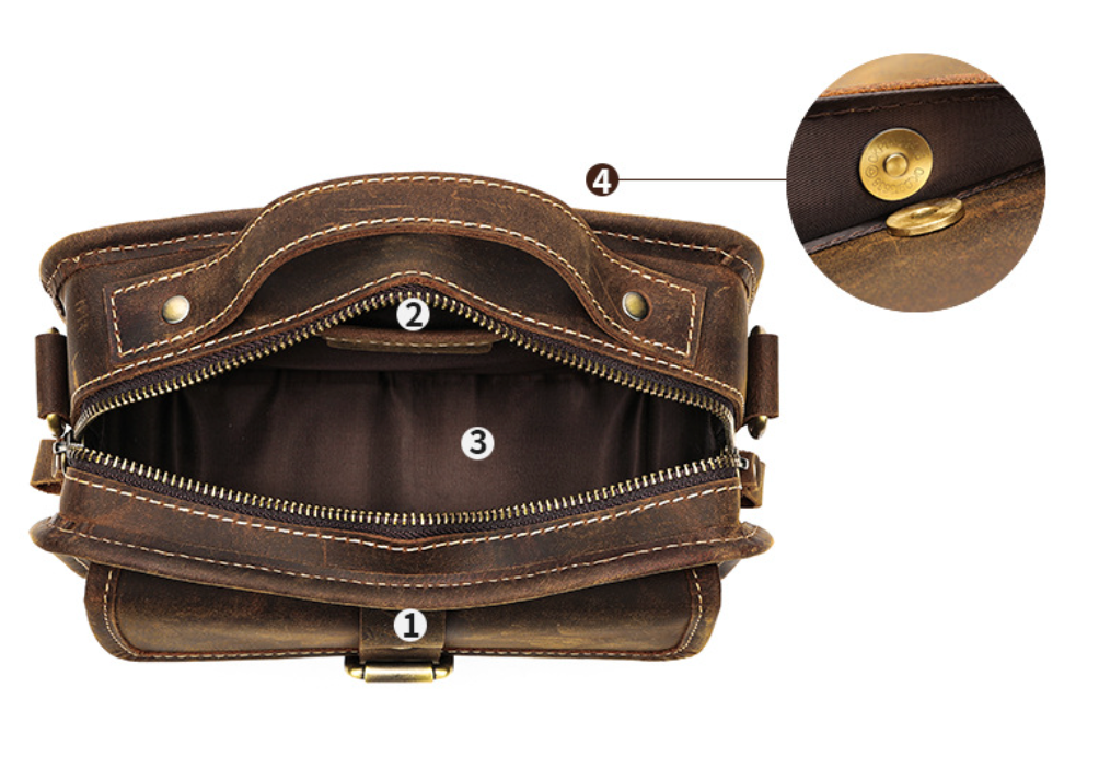 Men’s Genuine Leather Chest Crossbody Bag