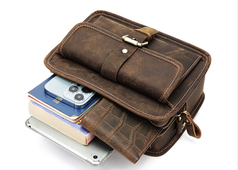 Men’s Genuine Leather Chest Crossbody Bag