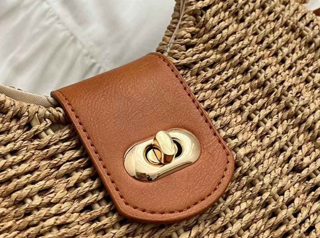 Straw Woven Beach Crossbody Bag for Women